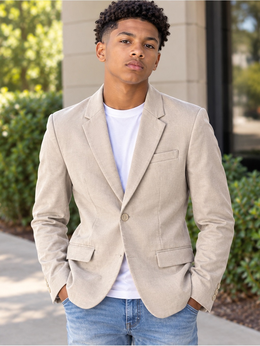 Cat & Jack Beige Single-Breasted Casual Blazer